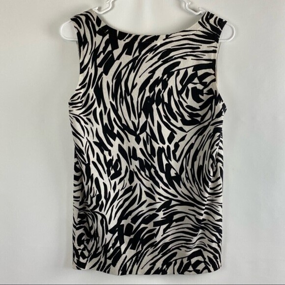 Calvin Klein Womens Tank Top Large White/Black Zebra Print Sleeveless Ladies - Picture 2 of 7